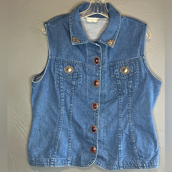 Vintage The Brass Menagerie “denim” vest women’s size L - Picture 4 of 11